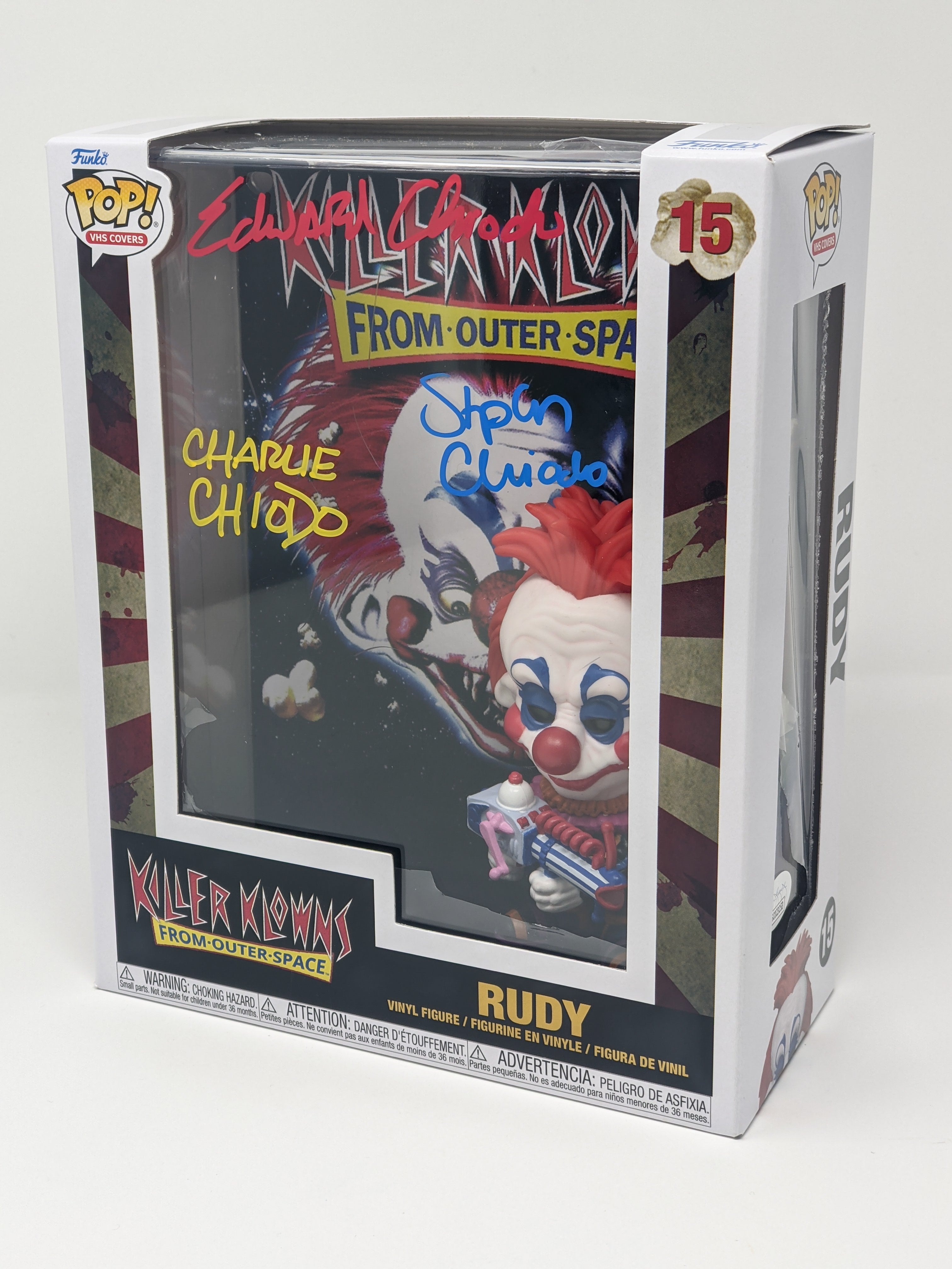 Killer Klowns From Outer Space Rudy #15 Funko Pop! VHS Cover Chiodo Brothers Signed JSA Autograph