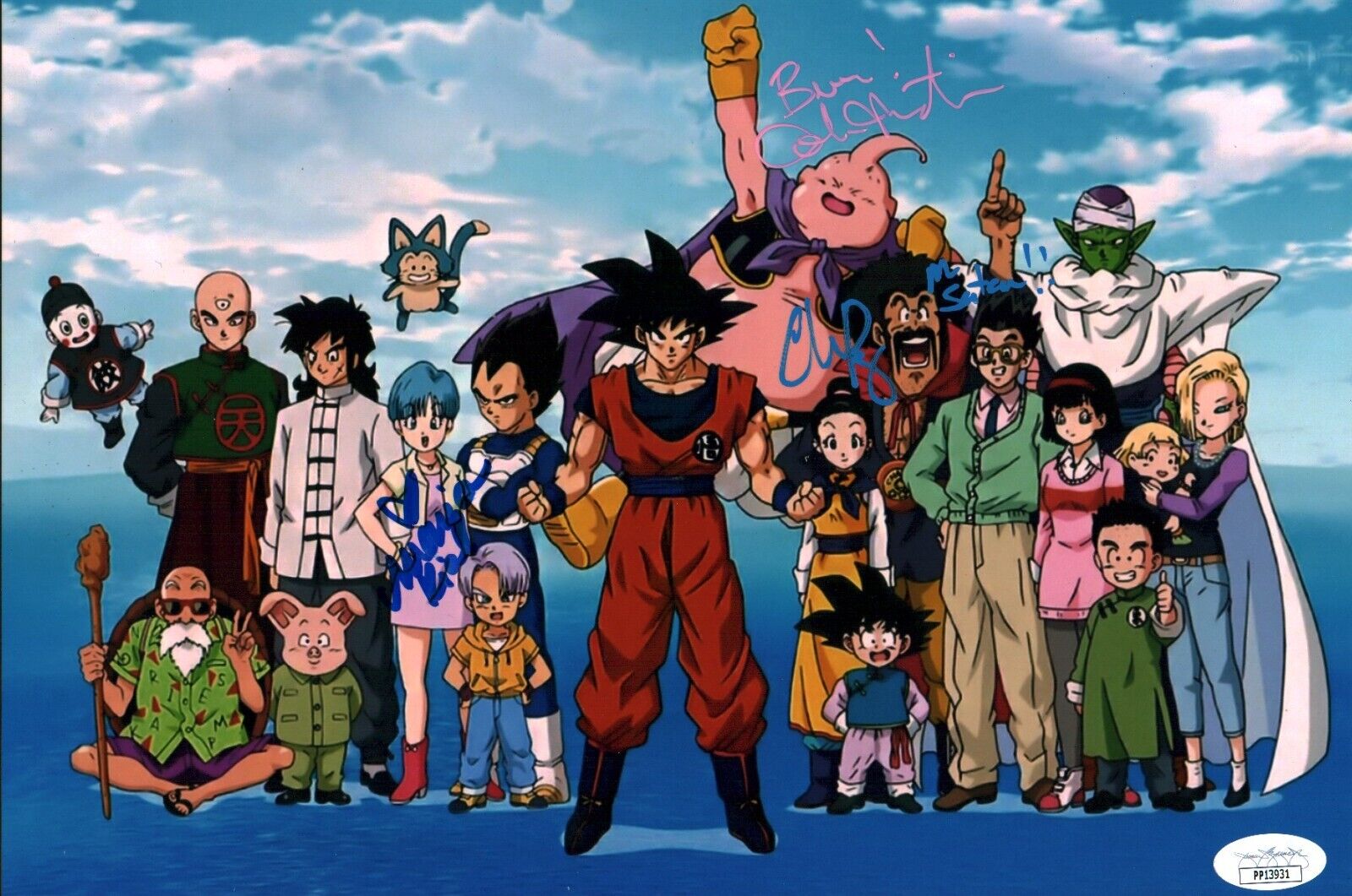 Dragon Ball Z 8x12 Cast x3 Signed Rager Rial Martin Photo JSA Certified Autographed