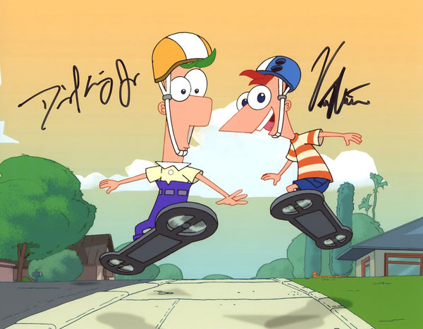 Phineas and Ferb 8x10 Photo Cast x2 Signed Errigo Martella Signed Photo JSA Certified Autograph