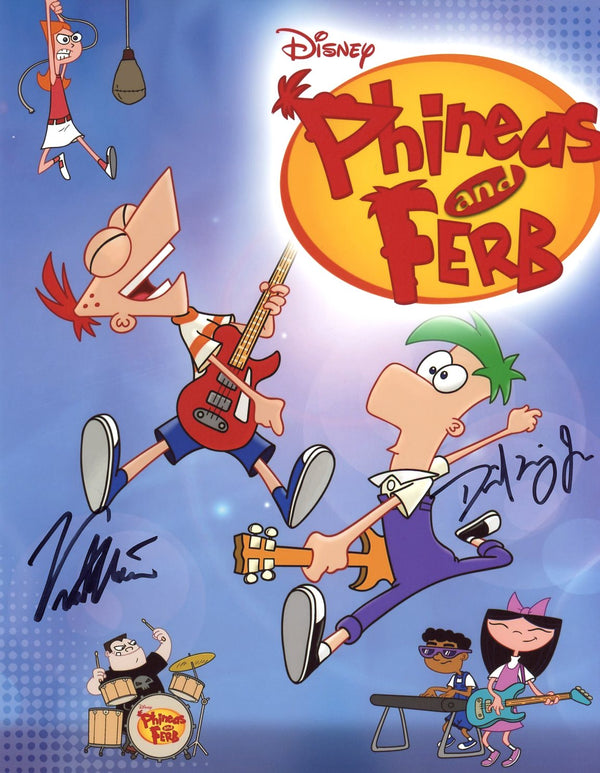 Phineas and Ferb 8x10 Photo Cast x2 Signed Errigo Martella Signed Photo JSA Certified Autograph