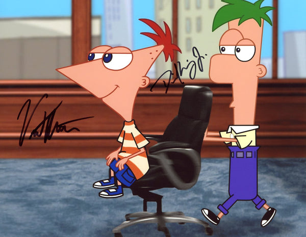 Phineas and Ferb 8x10 Photo Cast x2 Signed Errigo, Martella Signed Photo JSA Certified Autograph