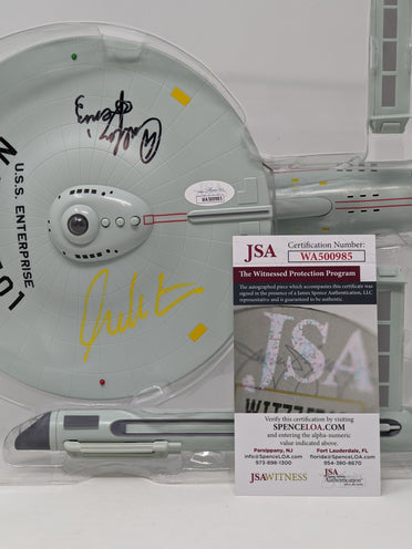 Star Trek USS Enterprise Playmates Model NCC-1701 x2 Signed Koenig Shatner JSA Certified Autograph