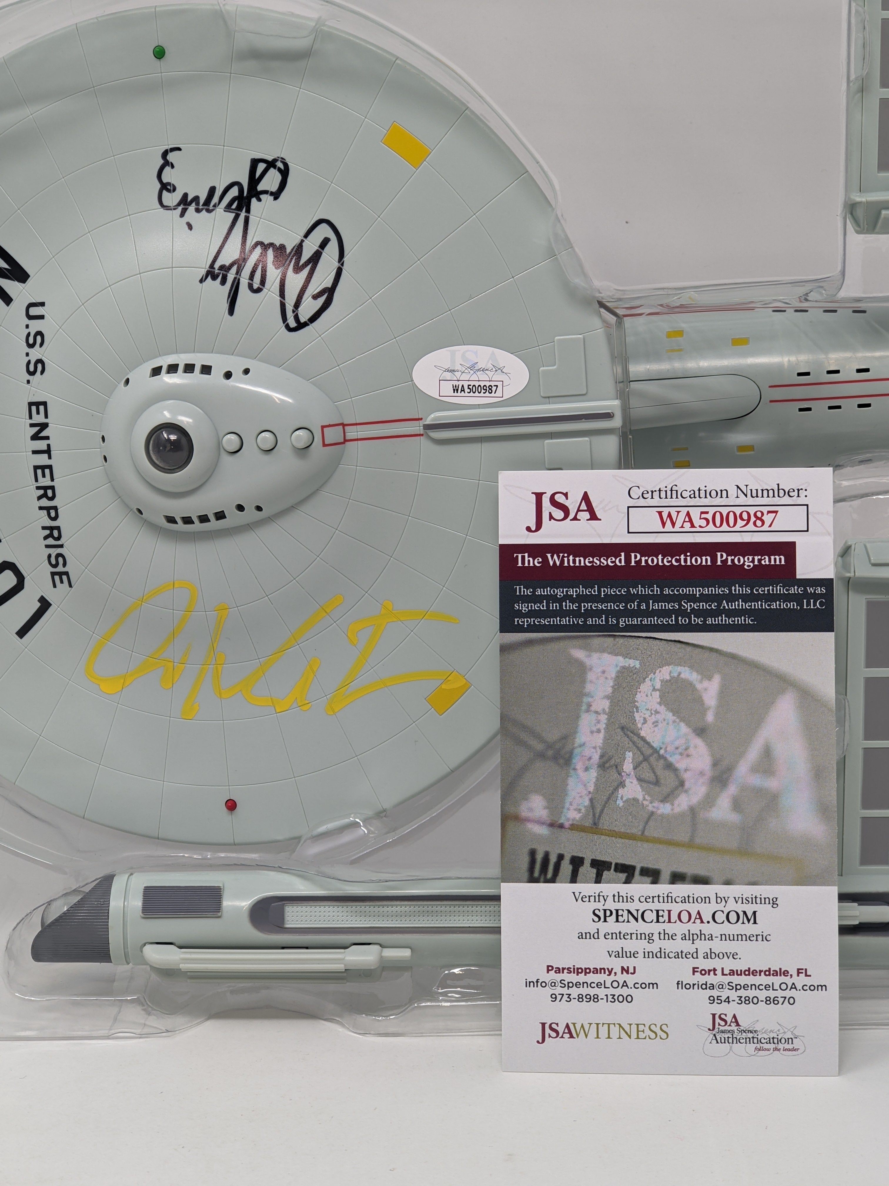 Star Trek USS Enterprise Playmates Model NCC-1701 x2 Signed Koenig Shatner JSA Certified Autograph