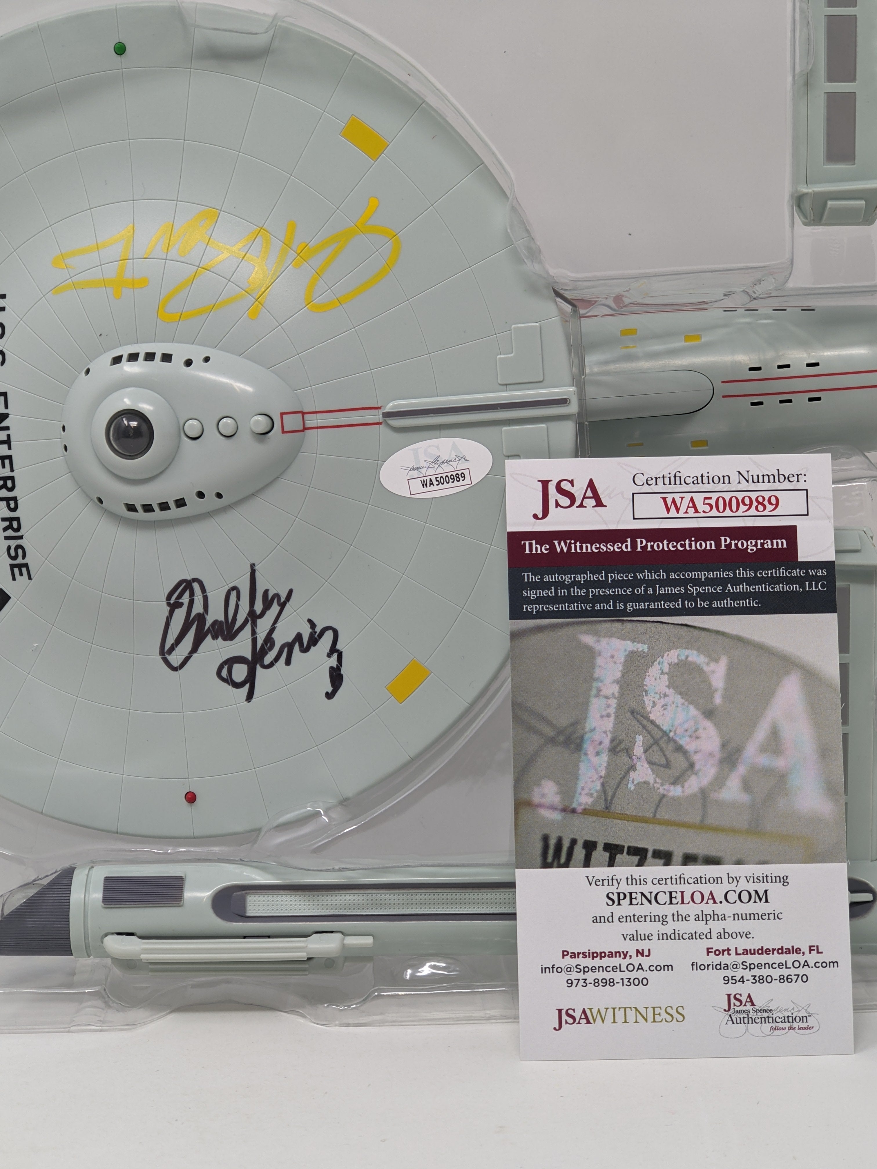 Star Trek USS Enterprise Playmates Model NCC-1701 x2 Signed Koenig Shatner JSA Certified Autograph