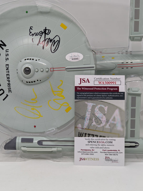 Star Trek USS Enterprise Playmates Model NCC-1701 x2 Signed Koenig Shatner JSA Certified Autograph