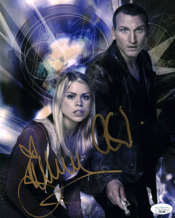 Doctor Who 8x10 Photo Cast x2 Signed Eccleston, Piper JSA Certified Autograph