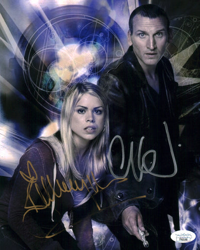 Doctor Who 8x10 Photo Cast x2 Signed Eccleston, Piper JSA Certified Autograph