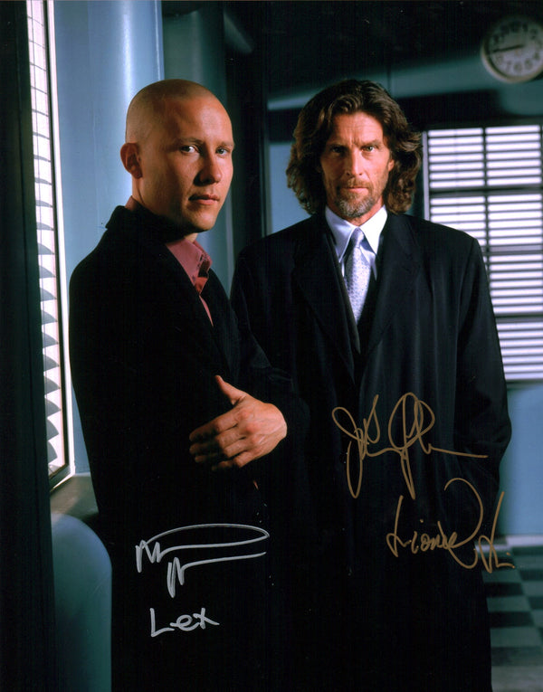 Smallville 11x14 Mini Poster Cast x2 Signed Glover Rosenbaum JSA Certified Autograph