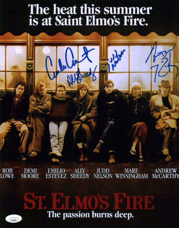 St. Elmo's Fire 11x14 Cast Poster x4 Signed Sheedy McCarthy Estevez Nelson JSA Certified Autograph