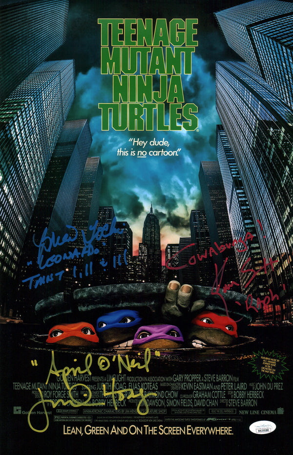 TMNT Teenage Mutant Ninja Turtles 11x17 Photo Poster Cast x3 Signed Hoag, Scott, Tochi JSA  Certified Autograph