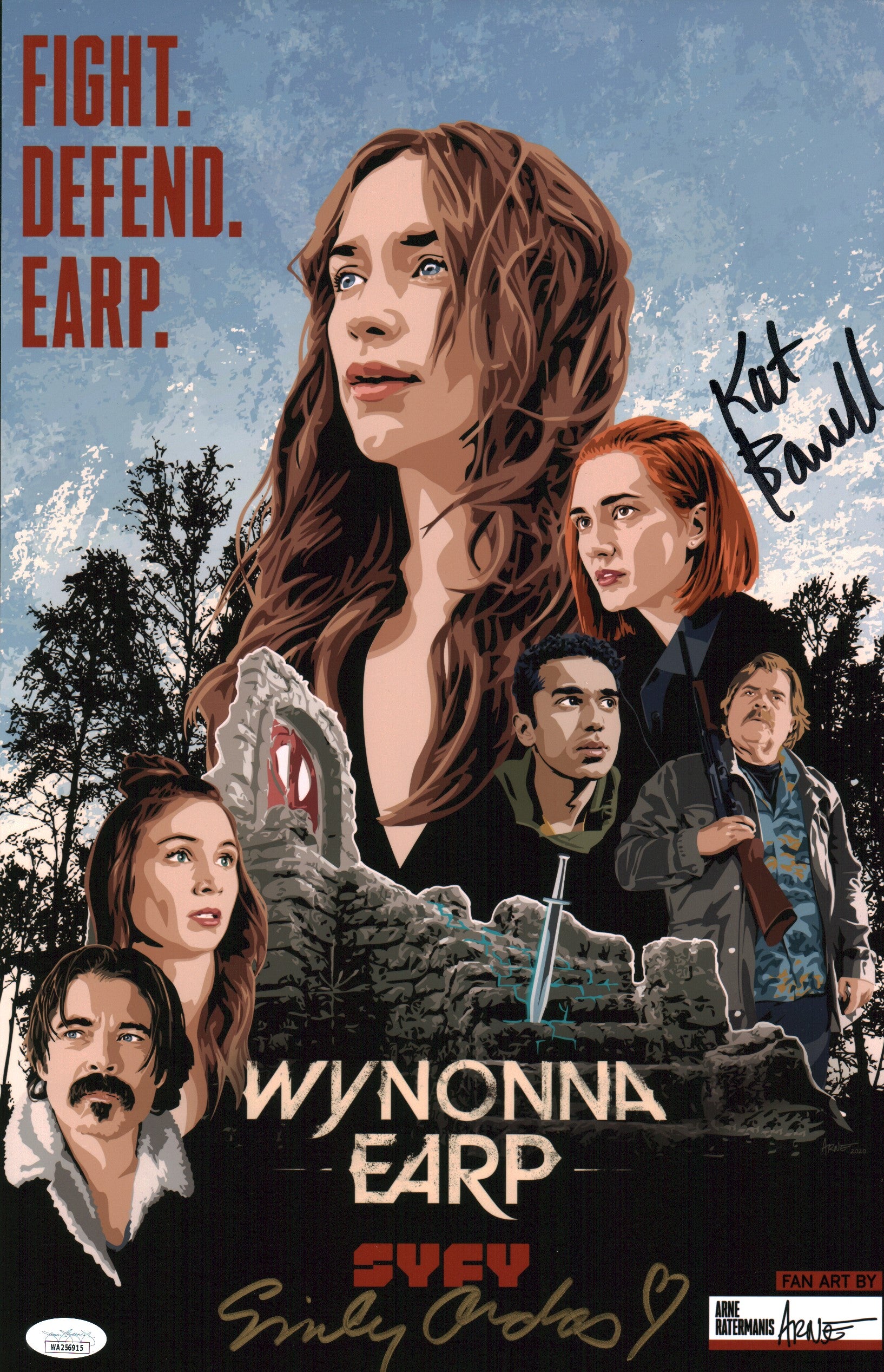 Wynonna Earp 11x17 Cast Photo Poster Signed Andras Barrell JSA Autograph GalaxyCon