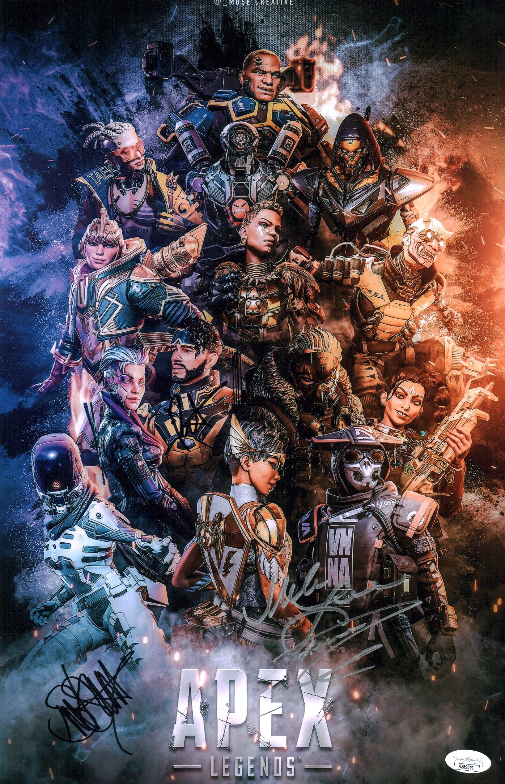 Apex Legends 11x17 Photo Poster Cast x3 Signed Lee, Smith, Vansanten JSA Certified Autograph