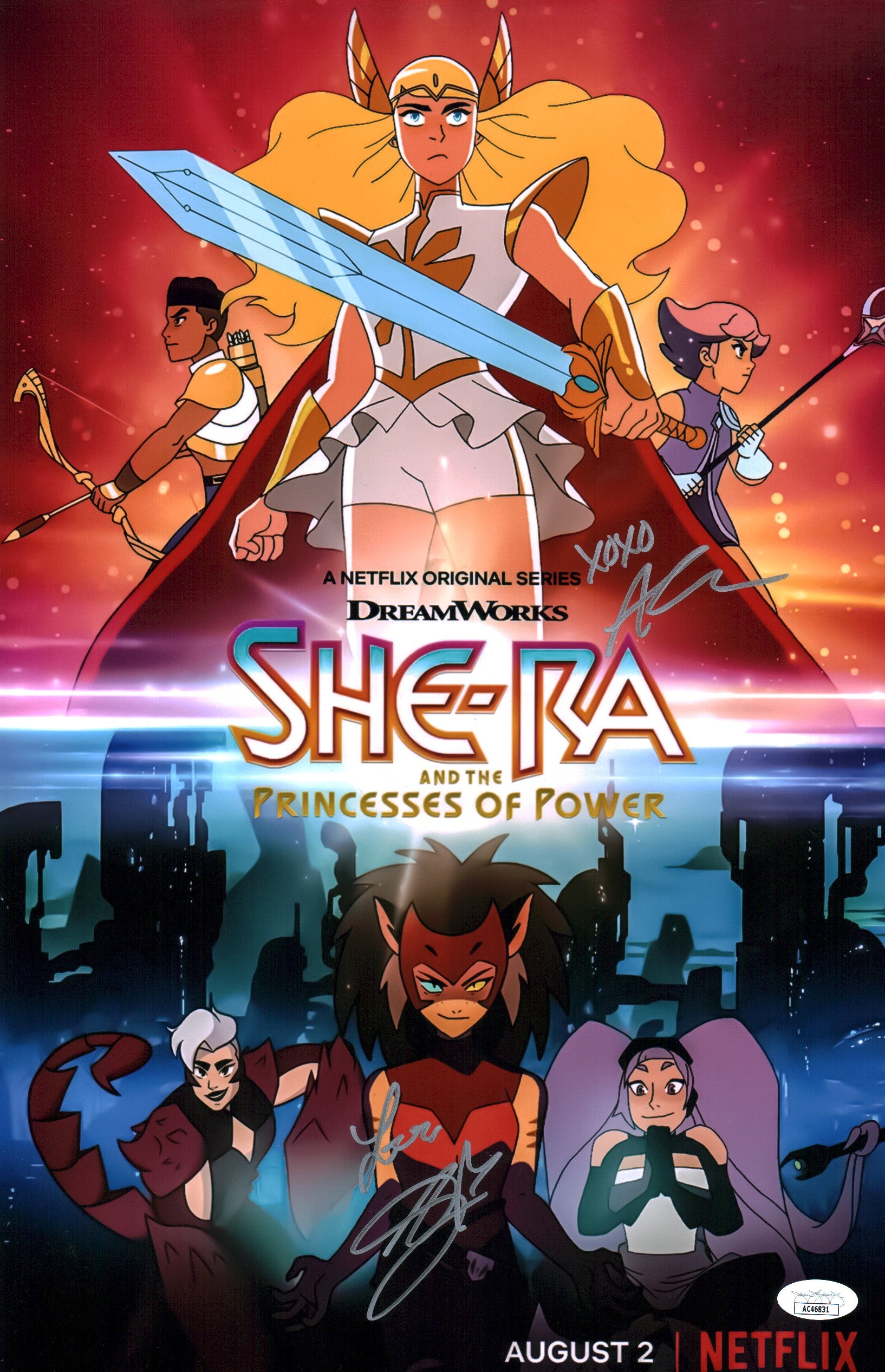 She-Ra Princess of Power 11x17 Mini Poster Cast x2 Signed Carrero Michalka JSA Certified Autograph
