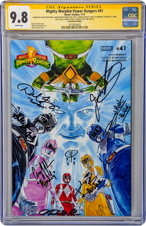 Mighty Morphin Power Rangers #41 Boom! Studios Convention Edition CGC Signature Series 9.8 x7 Signed Fielding, Frank, Ashley, Johnson, St. John, Rudy, Yost
