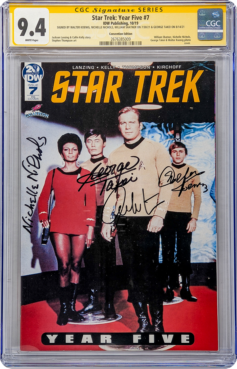 Star Trek Year Five #7 IDW CGC Signature Series 9.4 Cast x4 Signed Koenig, Shatner, Nichols, Takei