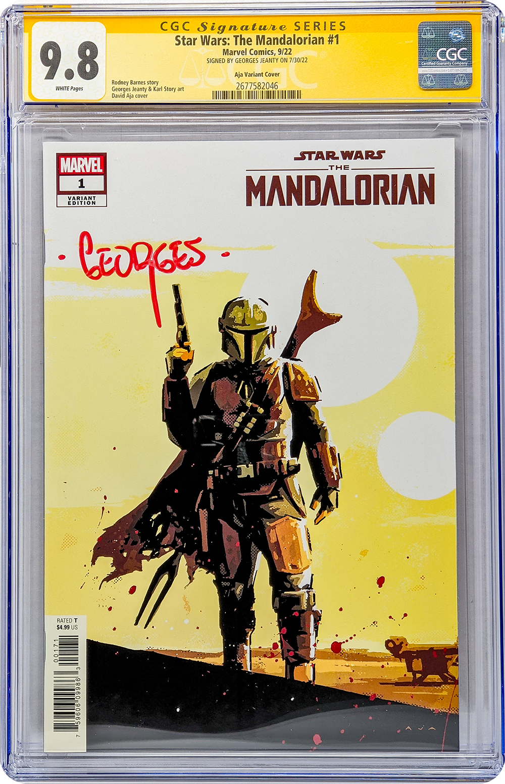 Star Wars: The Mandalorian #1 Aja 1:25 Variant Cover CGC Signature Series 9.8 Signed Georges Jeanty GalaxyCon