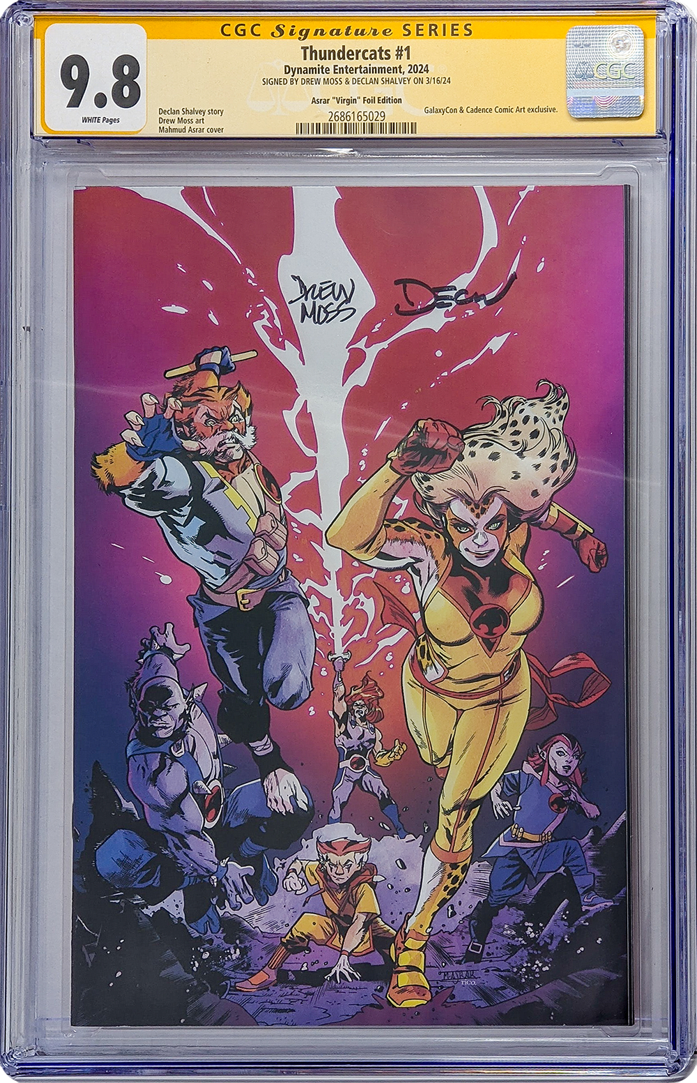 Thundercats #1 Variant Foil Cover Asrar Edition Dynamite Comics CGC Signature Series 9.8 Signed Moss, Shalvey