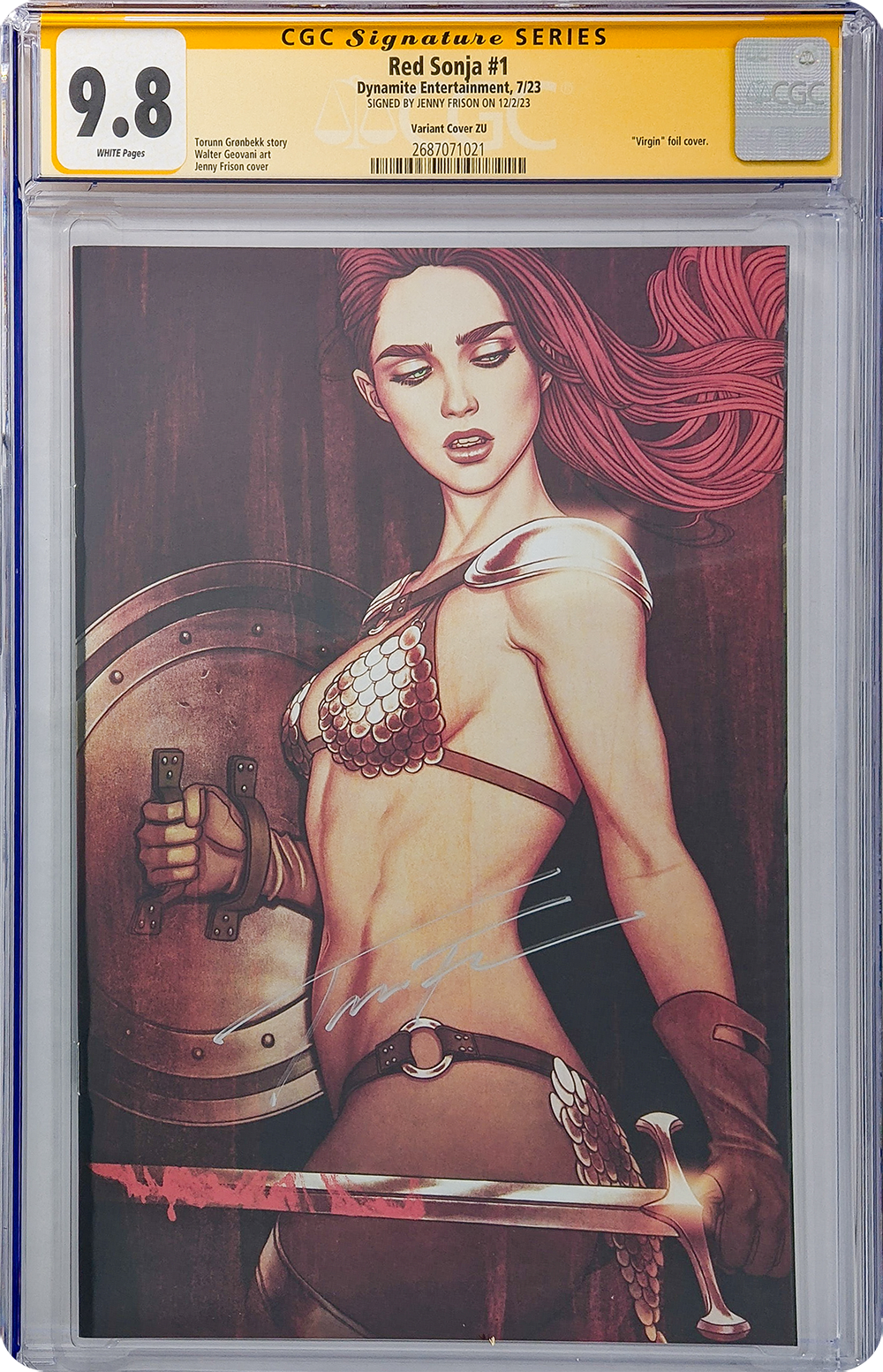 Red Sonja #1 Cover ZU Foil Variant Dynamite Entertainment CGC Signature Series 9.8 Signed Jenny Frison