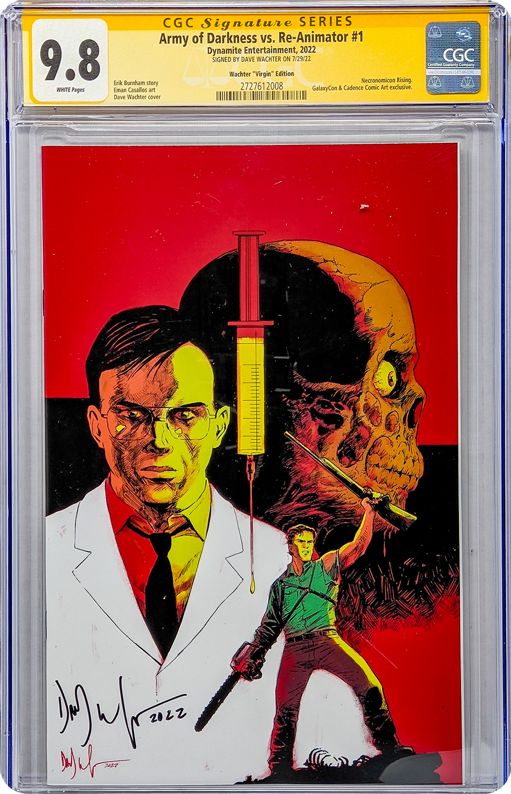 Army of Darkness vs. Reanimator: Necronomicon Rising #1 GalaxyCon Exclusive Virgin Variant CGC Signature Series 9.8 Dave Wachter GalaxyCon