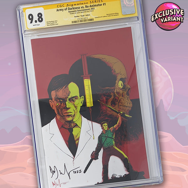 Army of Darkness vs. Reanimator: Necronomicon Rising #1 GalaxyCon Exclusive Virgin Variant CGC Signature Series 9.8 Signed Dave Wachter