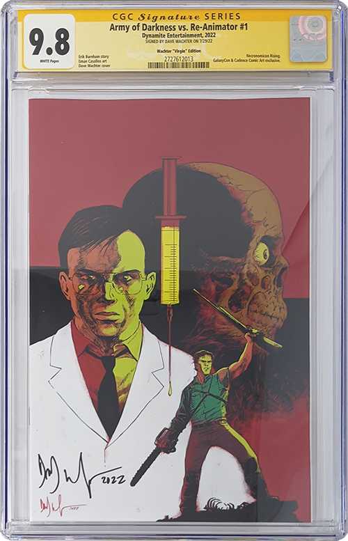 Army of Darkness vs. Reanimator: Necronomicon Rising #1 GalaxyCon Exclusive Virgin Variant CGC Signature Series 9.8 Signed Dave Wachter