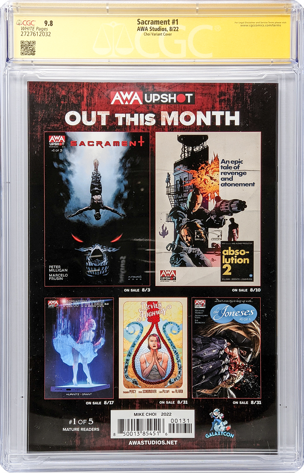 Sacrament #1 GalaxyCon Exclusive Variant CGC Signature Series 9.8 Signed Mike Choi