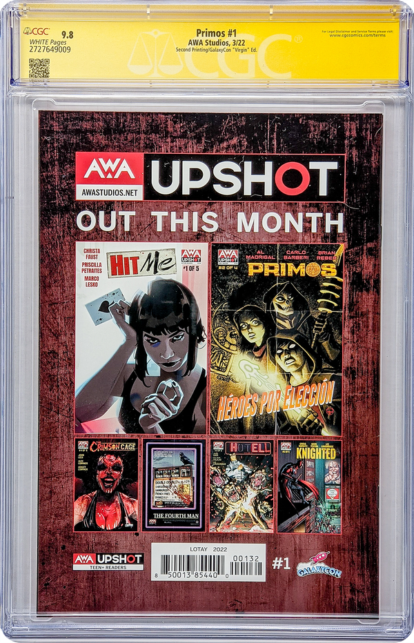 Primos #1 GalaxyCon Exclusive Virgin Variant CGC Signature Series 9.8 Signed & Sketch Tula Lotay GalaxyCon