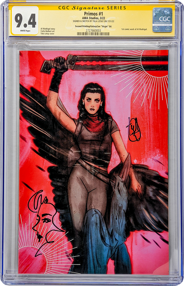 Primos #1 GalaxyCon Edition AWA Studios CGC Signature Series 9.4 Signed Tula Lotay