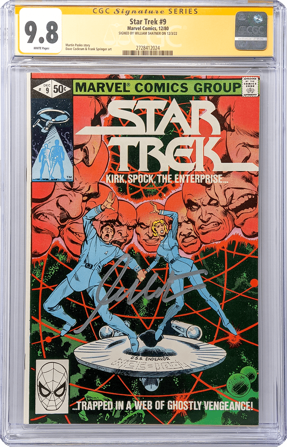 Star Trek #9 Marvel Comics CGC Signature Series 9.8 Signed by William