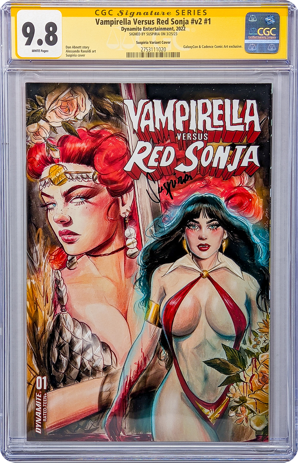 Vampirella Vs. Red Sonja #v2 #1 GalaxyCon Variant CGC Signature Series 9.8 Signed Suspiria GalaxyCon