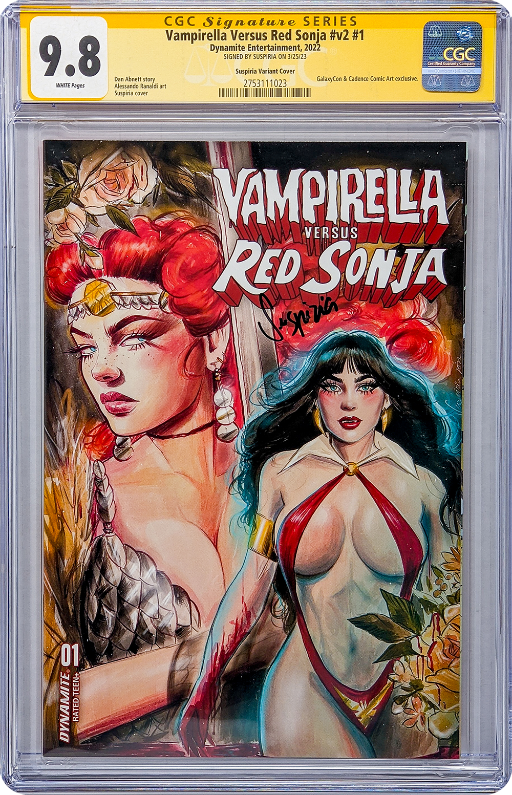 Vampirella Vs. Red Sonja #v2 #1 GalaxyCon Variant CGC Signature Series 9.8 Signed Suspiria GalaxyCon