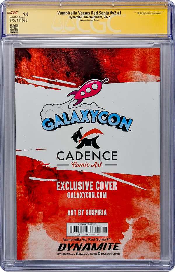 Vampirella Vs. Red Sonja #v2 #1 GalaxyCon Variant CGC Signature Series 9.8 Signed Suspiria GalaxyCon