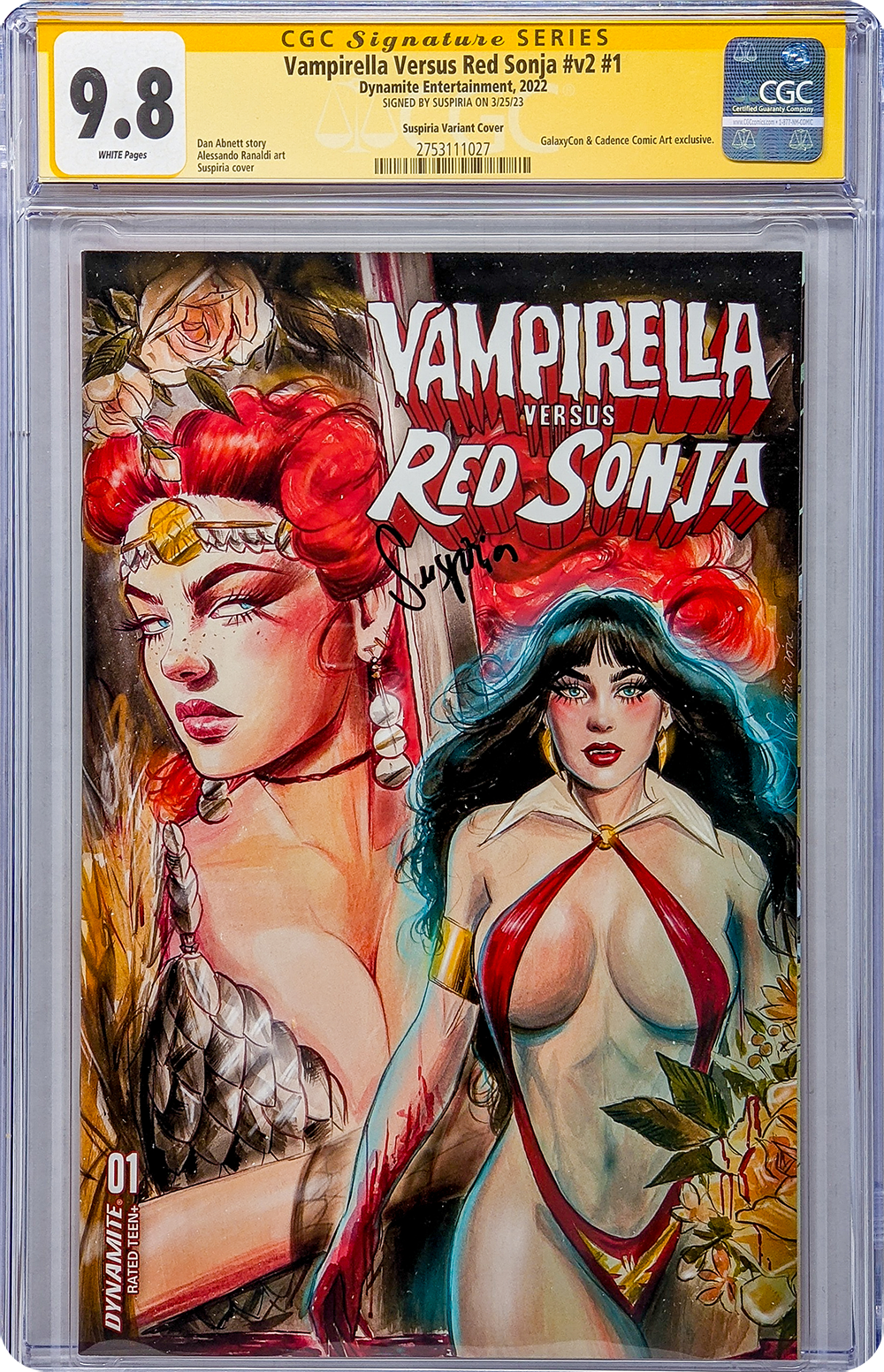 Vampirella Vs. Red Sonja #v2 #1 GalaxyCon Exclusive Variant CGC Signature Series 9.8 Signed Suspiria GalaxyCon