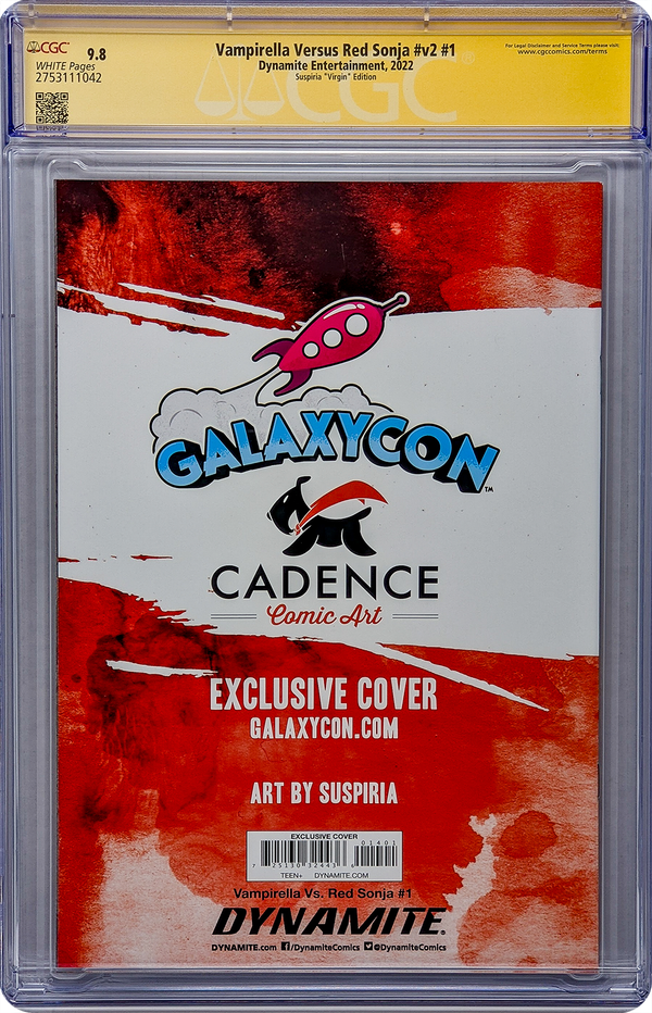 Vampirella Vs. Red Sonja #v2 #1 GalaxyCon Exclusive Virgin Variant CGC Signature Series 9.8 Signed Suspiria