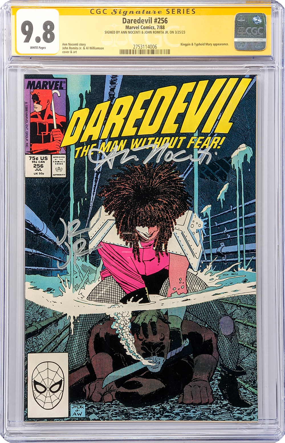 Marvel Comics Daredevil #256 CGC Signature Series 9.8 Signed Nocenti Romita Jr