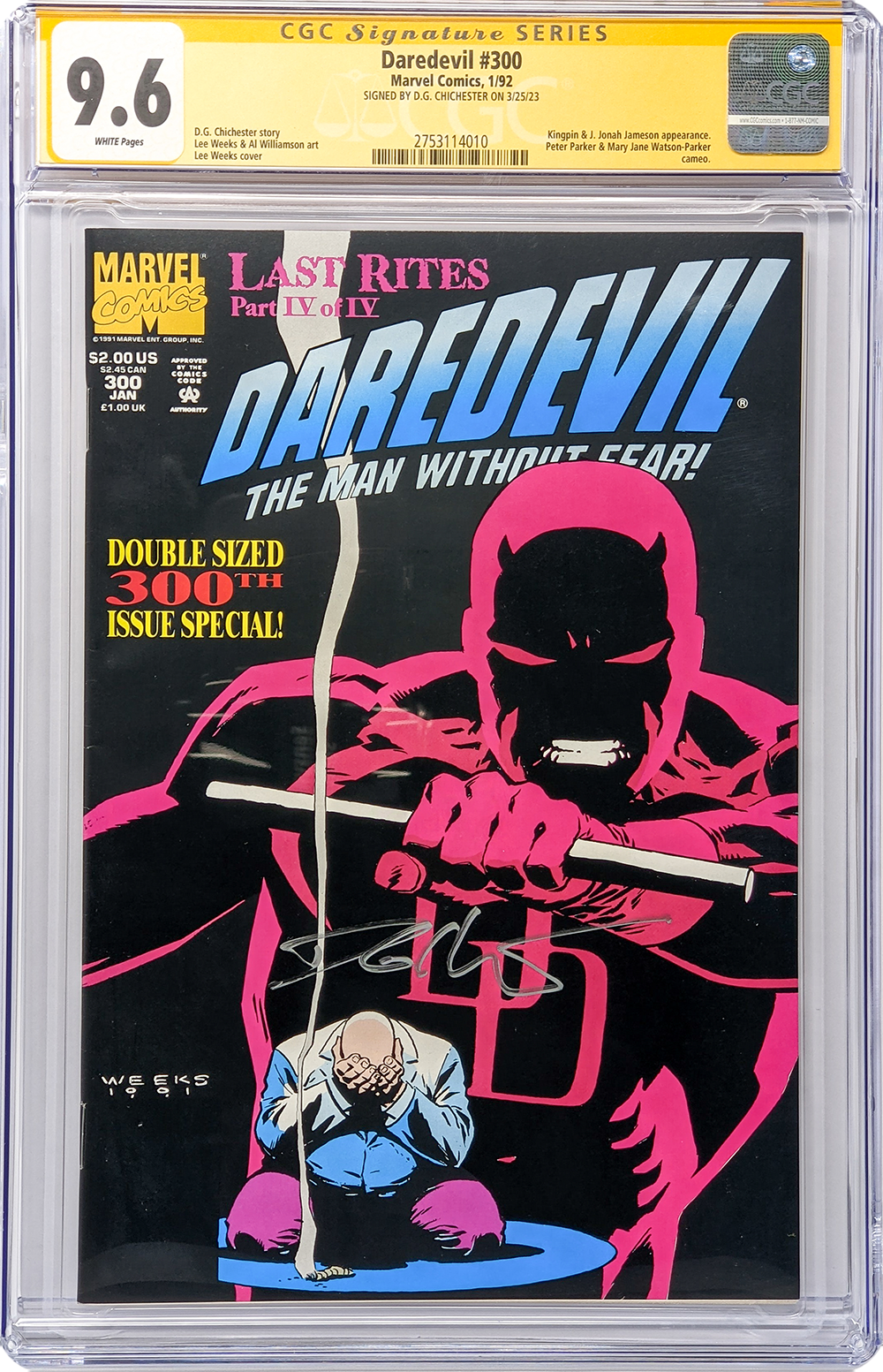Marvel Comics Daredevil #300 CGC Signature Series 9.6 Signed D.G Chichester