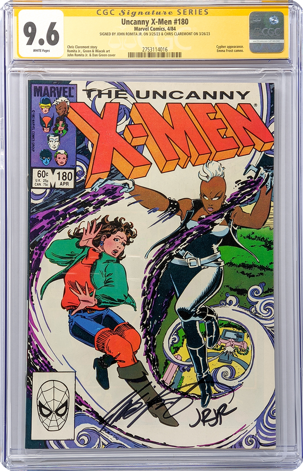 Marvel Comics Uncanny X-Men #180 CGC Signature Series 9.6 Signed X2 John Romita Jr. , Chris Claremont
