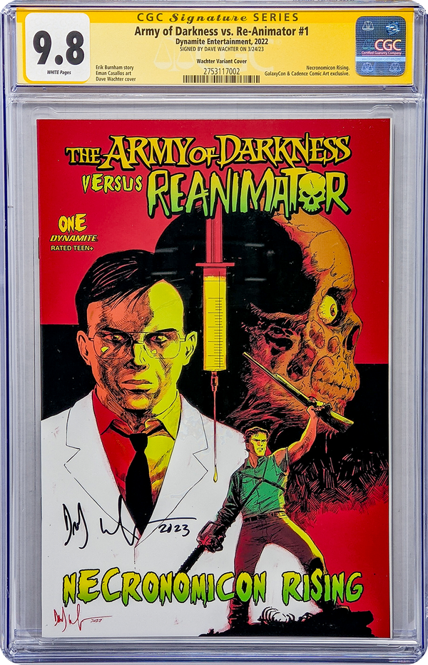 Army of Darkness vs. Reanimator: Necronomicon Rising #1 GalaxyCon Raleigh 2022 Exclusive Variant CGC Signature Series 9.8 Dave Wachter