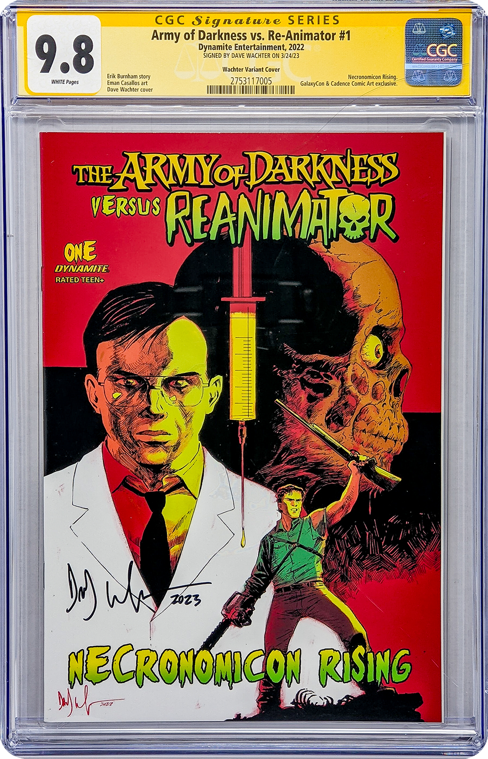 Army of Darkness vs. Reanimator: Necronomicon Rising #1 GalaxyCon Raleigh 2022 Exclusive Variant CGC Signature Series 9.8 Dave Wachter