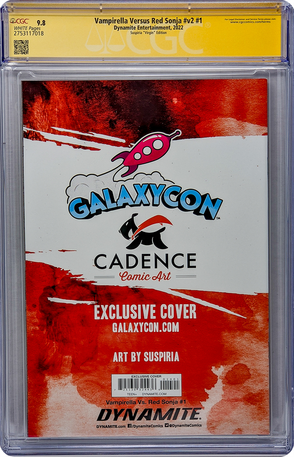 Vampirella Vs. Red Sonja #v2 #1 GalaxyCon Exclusive Virgin Variant CGC Signature Series 9.8 Signed Suspiria GalaxyCon