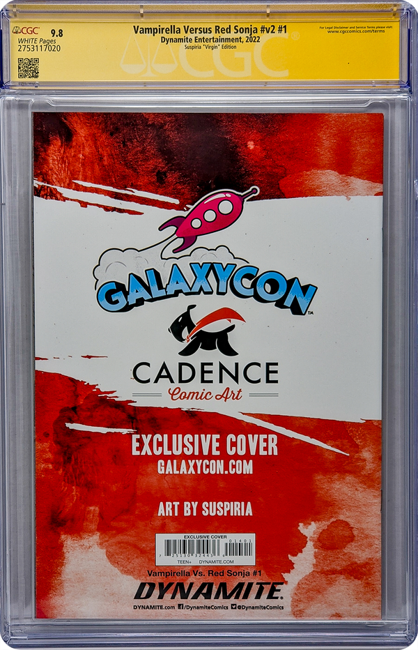 Vampirella Vs. Red Sonja #v2 #1 GalaxyCon Exclusive Virgin Variant CGC Signature Series 9.8 Signed Suspiria GalaxyCon