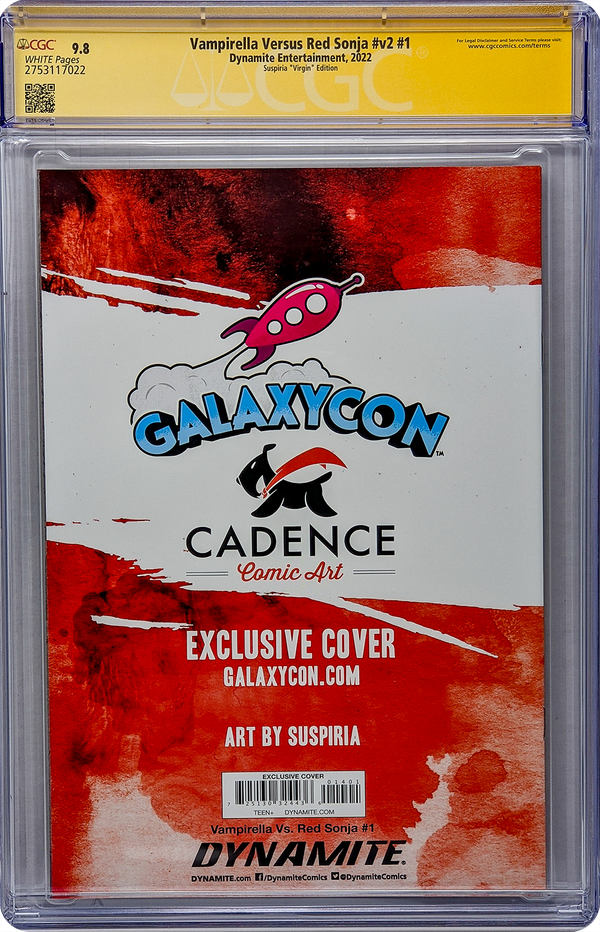 Vampirella Vs. Red Sonja #v2 #1 GalaxyCon Exclusive Virgin Variant CGC Signature Series 9.8 Signed Suspiria GalaxyCon