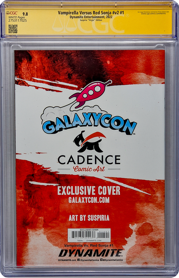 Vampirella Vs. Red Sonja #v2 #1 GalaxyCon Exclusive Virgin Variant CGC Signature Series 9.8 Signed Suspiria GalaxyCon