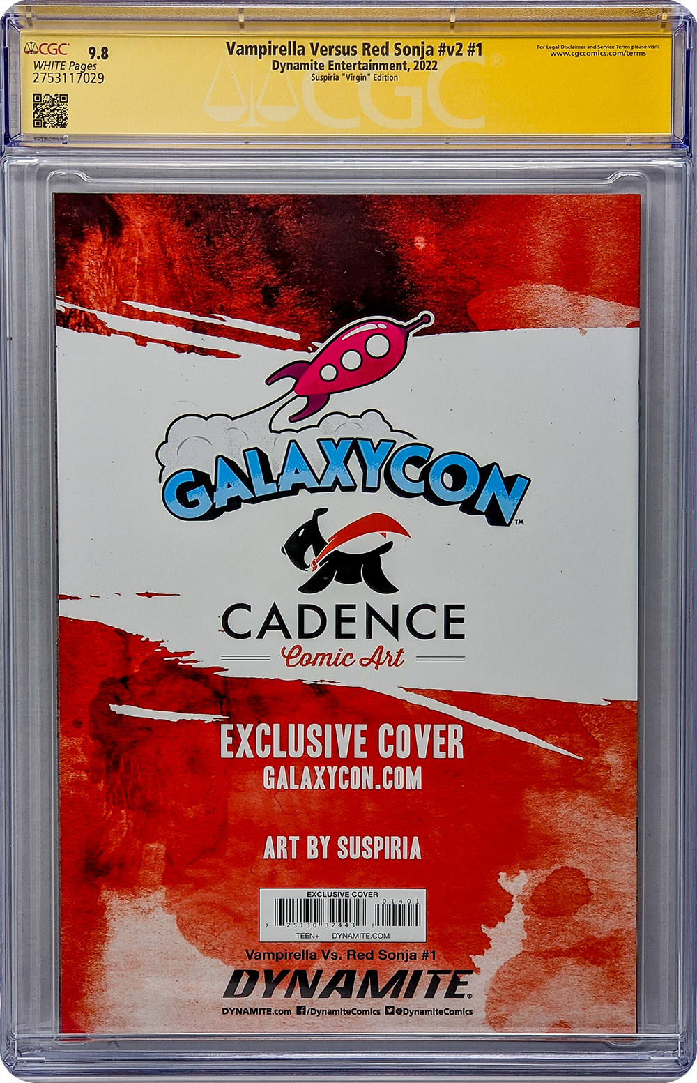Vampirella Vs. Red Sonja #v2 #1 GalaxyCon Exclusive Virgin Variant CGC Signature Series 9.8 Signed Suspiria GalaxyCon