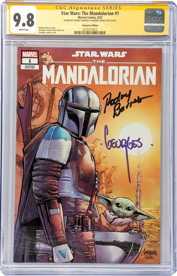 Star Wars: The Mandalorian #1 GalaxyCon Raleigh 2022 Exclusive Variant CGC Signature Series 9.8 Signed Barnes & Jeanty GalaxyCon