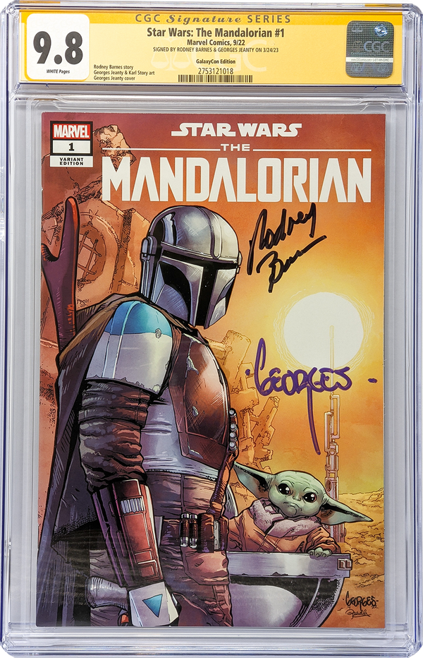 Star Wars: The Mandalorian #1 GalaxyCon Raleigh 2022 Exclusive Variant CGC Signature Series 9.8 Signed Barnes & Jeanty GalaxyCon