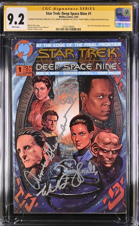 Star Trek: Deep Space Nine #1 Malibu Comics CGC Signature Series 9.2 Cast x4 Signed Dorn, Shimerman, Farrell, Visitor