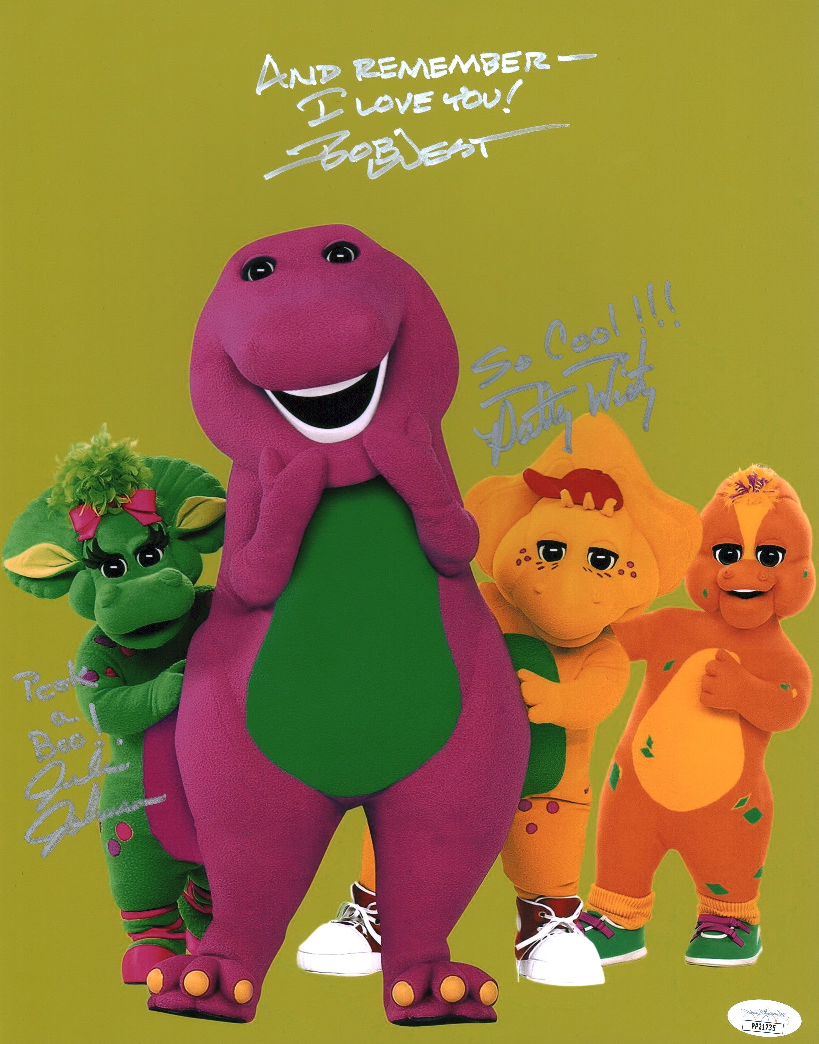 Barney 11x14 Signed x3 Cast Photo Poster  West Johnson Wirtz JSA Certified Autograph