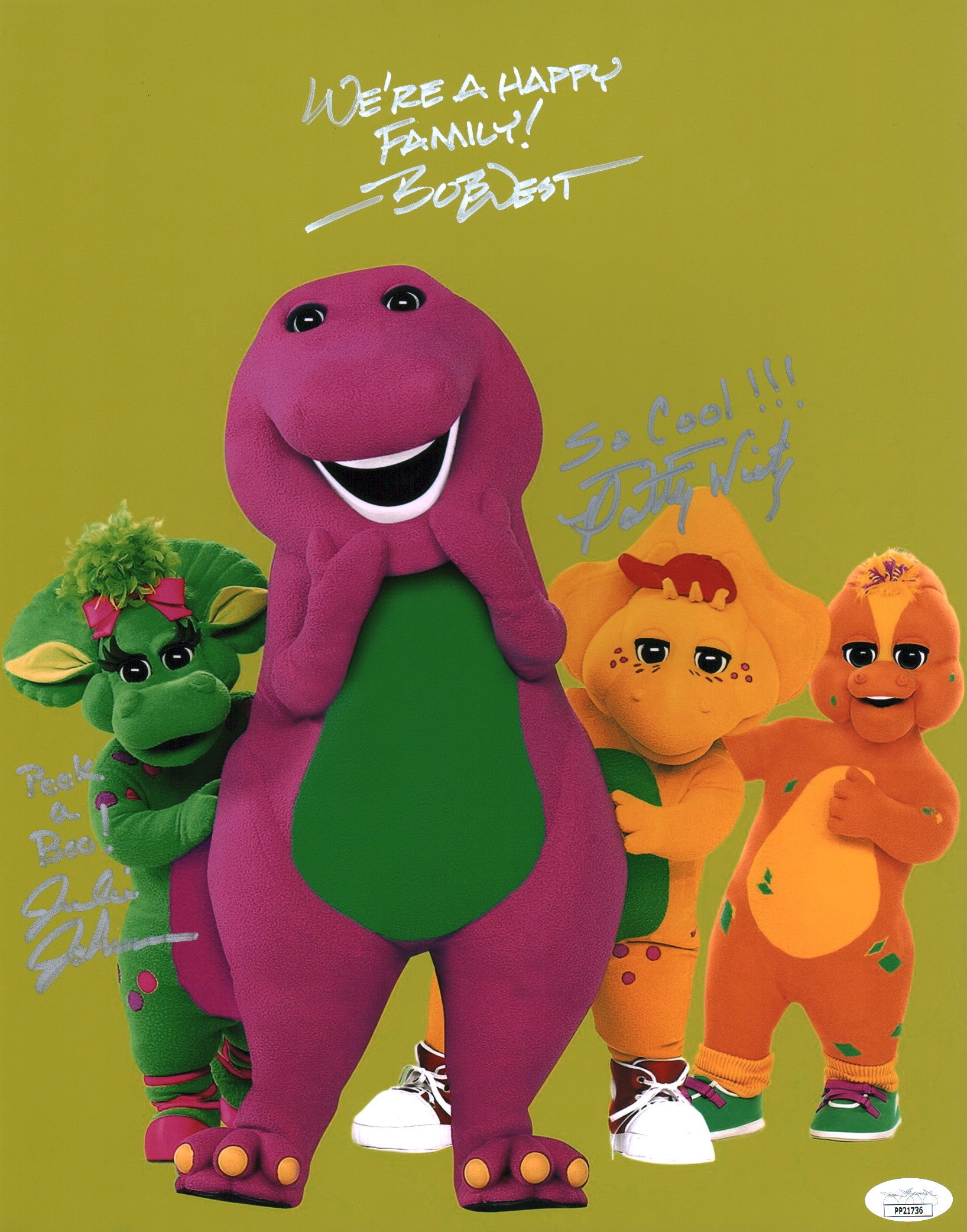 Barney 11x14 Signed x3 Cast Photo Poster  West Johnson Wirtz JSA Certified Autograph