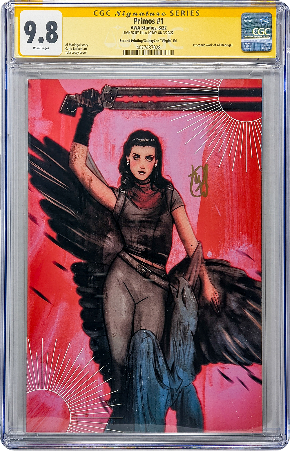 Primos #1 GalaxyCon Edition AWA Studios CGC Signature Series 9.8 Signed Tula Lotay